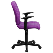 Load image into Gallery viewer, Mid-Back Purple Quilted Vinyl Swivel Task Office Chair with Arms