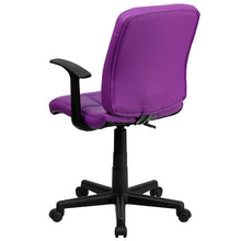 Load image into Gallery viewer, Mid-Back Purple Quilted Vinyl Swivel Task Office Chair with Arms