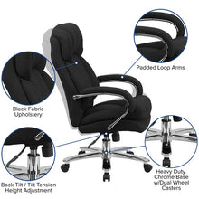 Load image into Gallery viewer, 24/7 Intensive Use 500 lb. Rated Black Fabric Executive Office Chair