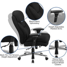 Load image into Gallery viewer, 24/7 Intensive Use 400 lb. Rated Black Fabric Executive Office Chair