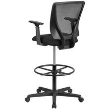 Load image into Gallery viewer, Mid-Back Mesh Drafting Chair with Black Fabric Seat, Adjustable Foot Ring