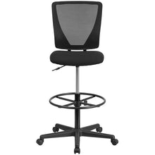Load image into Gallery viewer, Mid-Back Mesh Drafting Chair with Black Fabric Seat and Adjustable Foot Ring