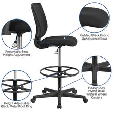 Load image into Gallery viewer, Mid-Back Mesh Drafting Chair with Black Fabric Seat and Adjustable Foot Ring