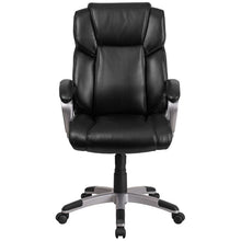 Load image into Gallery viewer, Mid-Back Black LeatherSoft Executive Swivel Office Chair with Padded Arms