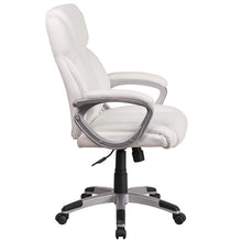 Load image into Gallery viewer, Mid-Back White LeatherSoft Executive Swivel Office Chair with Padded Arms