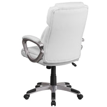 Load image into Gallery viewer, Mid-Back White LeatherSoft Executive Swivel Office Chair with Padded Arms
