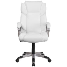 Load image into Gallery viewer, Mid-Back White LeatherSoft Executive Swivel Office Chair with Padded Arms