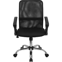 Load image into Gallery viewer, Mid-Back Black Mesh Swivel Task Office Chair with Lumbar Support Band and Arms