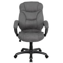 Load image into Gallery viewer, High Back Gray Microfiber Contemporary Executive Swivel Office Chair with Arms