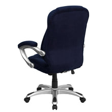 Load image into Gallery viewer, High Back Navy Blue Microfiber Executive Swivel Office Chair with Arms