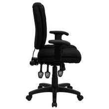 Load image into Gallery viewer, Mid-Back Black Fabric Multifunction Swivel Task Office Chair and Arms