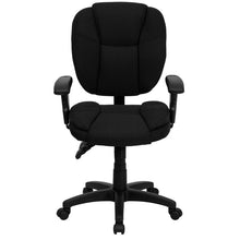 Load image into Gallery viewer, Mid-Back Black Fabric Multifunction Swivel Task Office Chair and Arms