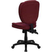 Load image into Gallery viewer, Mid-Back Burgundy Fabric Multifunction Swivel Task Office Chair