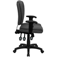 Load image into Gallery viewer, Mid-Back Gray Fabric Multifunction Swivel Task Office Chair and Arms