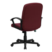 Load image into Gallery viewer, Mid-Back Burgundy Fabric Executive Swivel Office Chair with Nylon Arms