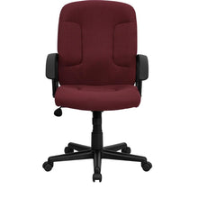 Load image into Gallery viewer, Mid-Back Burgundy Fabric Executive Swivel Office Chair with Nylon Arms