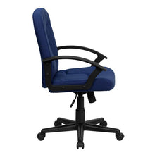 Load image into Gallery viewer, Mid-Back Navy Fabric Executive Swivel Office Chair with Nylon Arms