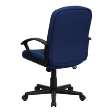 Load image into Gallery viewer, Mid-Back Navy Fabric Executive Swivel Office Chair with Nylon Arms