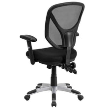 Load image into Gallery viewer, Mid-Back Black Mesh Multifunction Swivel Task Office Chair with Adjustable Arms