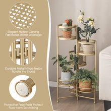 Load image into Gallery viewer, 6-Tier Metal Plant Stand with Folding Rotatable Frame for Balcony Garden-Golden