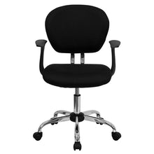 Load image into Gallery viewer, Mid-Back Black Mesh Padded Swivel Task Office Chair with Chrome Base and Arms