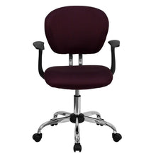 Load image into Gallery viewer, Mid-Back Burgundy Mesh Padded Swivel Task Office Chair with Chrome Base and Arms