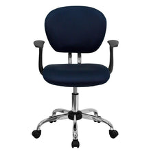 Load image into Gallery viewer, Mid-Back Navy Mesh Padded Swivel Task Office Chair with Chrome Base and Arms