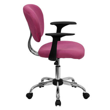 Load image into Gallery viewer, Mid-Back Pink Mesh Padded Swivel Task Office Chair with Chrome Base and Arms
