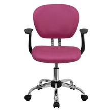 Load image into Gallery viewer, Mid-Back Pink Mesh Padded Swivel Task Office Chair with Chrome Base and Arms