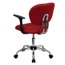 Load image into Gallery viewer, Mid-Back Red Mesh Padded Swivel Task Office Chair with Chrome Base and Arms