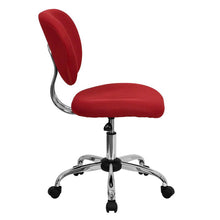 Load image into Gallery viewer, Mid-Back Red Mesh Padded Swivel Task Office Chair with Chrome Base