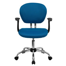 Load image into Gallery viewer, Mid-Back Turquoise Mesh Padded Swivel Task Office Chair