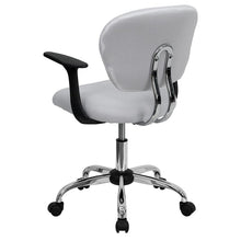 Load image into Gallery viewer, Mid-Back White Mesh Padded Swivel Task Office Chair with Chrome Base and Arms