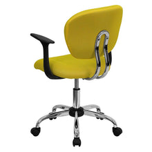 Load image into Gallery viewer, Mid-Back Yellow Mesh Padded Swivel Task Office Chair with Chrome Base and Arms