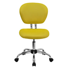 Load image into Gallery viewer, Mid-Back Yellow Mesh Padded Swivel Task Office Chair with Chrome Base