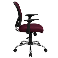 Load image into Gallery viewer, Mid-Back Burgundy Mesh Swivel Task Office Chair with Chrome Base and Arms