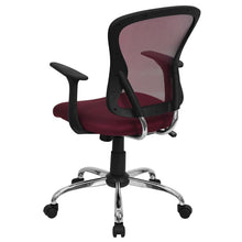 Load image into Gallery viewer, Mid-Back Burgundy Mesh Swivel Task Office Chair with Chrome Base and Arms