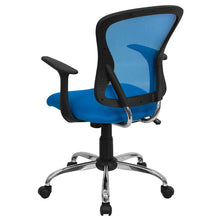 Load image into Gallery viewer, Mid-Back Blue Mesh Swivel Task Office Chair with Chrome Base and Arms