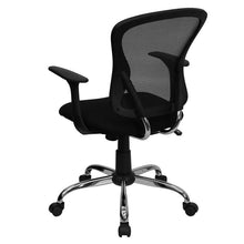 Load image into Gallery viewer, Mid-Back Black Mesh Swivel Task Office Chair with Chrome Base and Arms