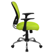 Load image into Gallery viewer, Mid-Back Green Mesh Swivel Task Office Chair with Chrome Base and Arms