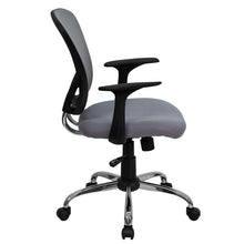 Load image into Gallery viewer, Mid-Back Gray Mesh Swivel Task Office Chair with Chrome Base and Arms