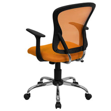 Load image into Gallery viewer, Mid-Back Orange Mesh Swivel Task Office Chair with Chrome Base and Arms