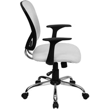 Load image into Gallery viewer, Mid-Back White Mesh Swivel Task Office Chair with Chrome Base and Arms