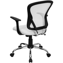 Load image into Gallery viewer, Mid-Back White Mesh Swivel Task Office Chair with Chrome Base and Arms
