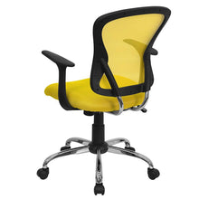 Load image into Gallery viewer, Mid-Back Yellow Mesh Swivel Task Office Chair with Chrome Base and Arms