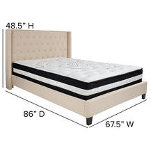 Load image into Gallery viewer, Queen Size Platform Bed in Beige Fabric with Pocket Spring Mattress