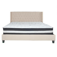 Load image into Gallery viewer, King Size Platform Bed in Beige Fabric with Pocket Spring Mattress