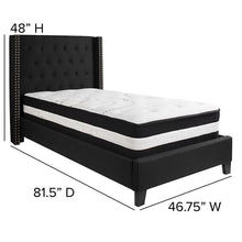Load image into Gallery viewer, Twin Size Platform Bed in Black Fabric with Pocket Spring Mattress