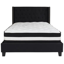 Load image into Gallery viewer, Full Size Platform Bed in Black Fabric with Pocket Spring Mattress