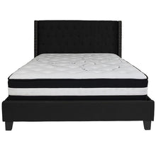 Load image into Gallery viewer, Queen Size Platform Bed in Black Fabric with Pocket Spring Mattress